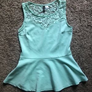 Tiffany Blue H & M peplum top